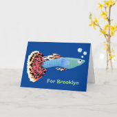 Cartoon van fancy guppy tropische vissoorten kaart (Gele Bloem)