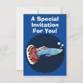 Cartoon van fancy guppy tropische vissoorten kaart (Achterkant)