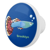 Cartoon van fancy guppy tropische vissoorten keramische knop (Rechts)