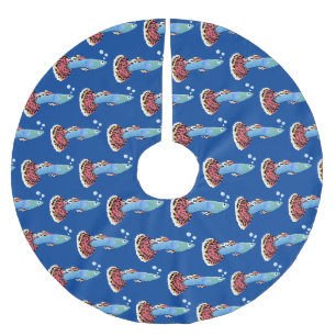 Cartoon van fancy guppy tropische vissoorten kerstboom rok