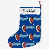 Cartoon van fancy guppy tropische vissoorten kleine kerstsok (Achterkant)