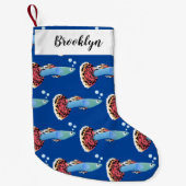 Cartoon van fancy guppy tropische vissoorten kleine kerstsok (Voorkant)