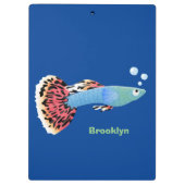 Cartoon van fancy guppy tropische vissoorten klembord (Achterkant)