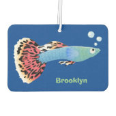 Cartoon van fancy guppy tropische vissoorten luchtverfrisser (Achterkant)