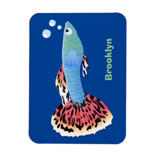 Cartoon van fancy guppy tropische vissoorten magneet (Verticaal)