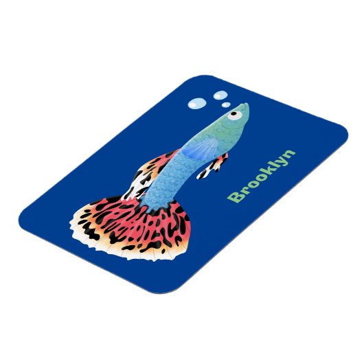 Cartoon van fancy guppy tropische vissoorten magneet (Linkerzijde)