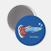 Cartoon van fancy guppy tropische vissoorten magneet (Voorkant / Achterkant)