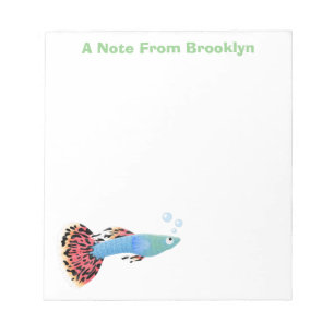 Cartoon van fancy guppy tropische vissoorten notitieblok