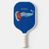 Cartoon van fancy guppy tropische vissoorten pickleball paddle (Voorkant)