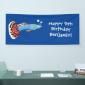 Cartoon van fancy guppy tropische vissoorten spandoek (Beurs)