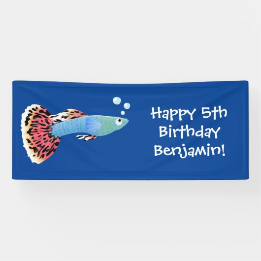 Cartoon van fancy guppy tropische vissoorten spandoek (Horizontaal)