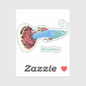 Cartoon van fancy guppy tropische vissoorten sticker (Vel)