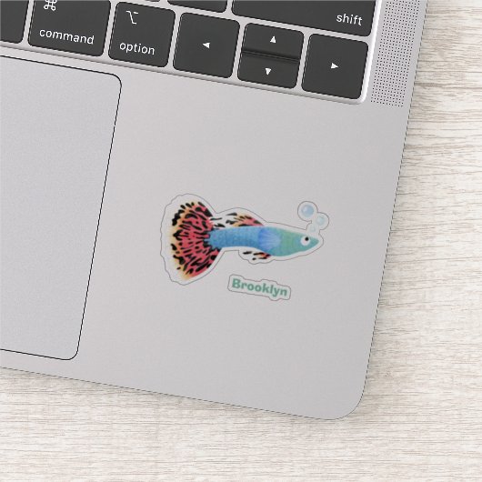 Cartoon van fancy guppy tropische vissoorten sticker (Detail)