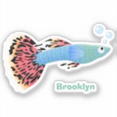 Cartoon van fancy guppy tropische vissoorten sticker (Voorkant)