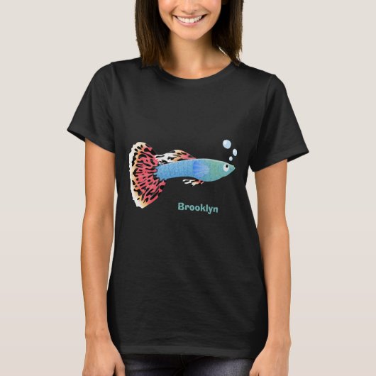 Cartoon van fancy guppy tropische vissoorten t-shirt (Voorkant)