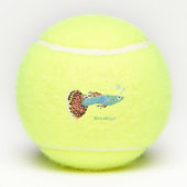 Cartoon van fancy guppy tropische vissoorten tennisballen (Achterkant)