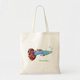 Cartoon van fancy guppy tropische vissoorten tote bag
