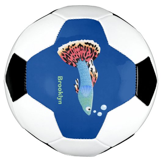 Cartoon van fancy guppy tropische vissoorten voetbal (Gedraaid)