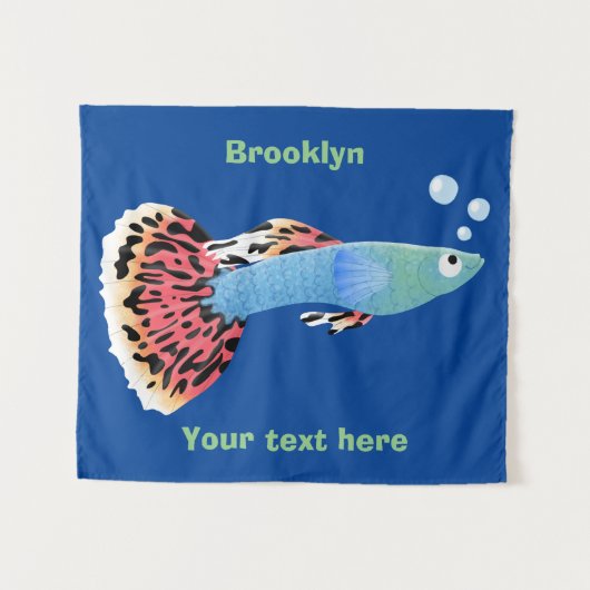 Cartoon van fancy guppy tropische vissoorten wandkleed (Voorkant (horizontaal))