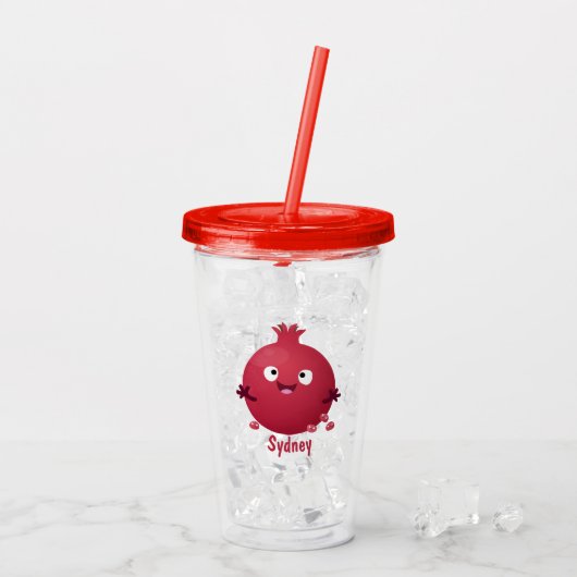 Cartoon van fijne granaatappels acryl drinkbeker (Achterkant ijs)