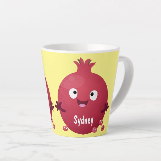 Cartoon van fijne granaatappels latte mok (Rechterhoek)