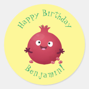 Cartoon van fijne granaatappels ronde sticker