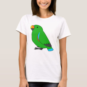 Cartoon van fluffe mannetjes, groene eclectus parr t-shirt