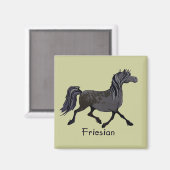 Cartoon van Friesian Horse Magneet (Voorkant / Achterkant)
