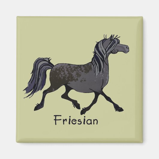 Cartoon van Friesian Horse Magneet (Voorkant)
