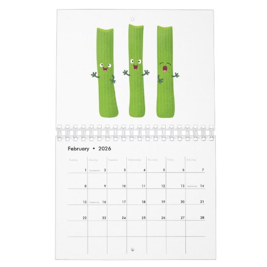 Cartoon van fruit, groenten en plant kalender (Feb 2026)