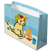 Cartoon van gele labrador Pet Groot Cadeauzakje (Achterkant Gekanteld)