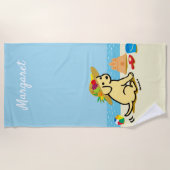 Cartoon van gele labrador Pet Strandlaken (Voorkant)