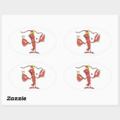 cartoon van grappige broodrooster ovale sticker (Vel)