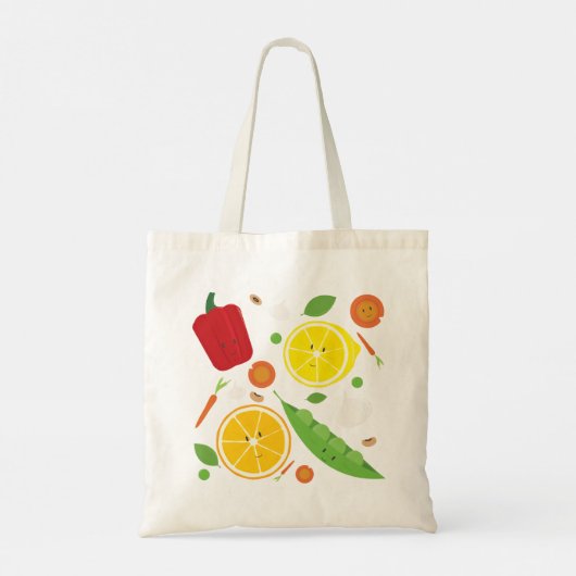 Cartoon van groente en fruit tote bag (Achterkant)