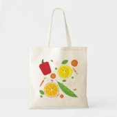 Cartoon van groente en fruit tote bag (Voorkant)