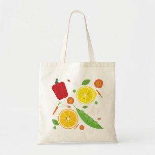 Cartoon van groente en fruit tote bag
