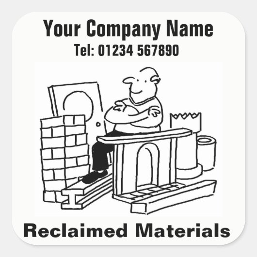 Cartoon van hergebruikte materialen vierkante sticker (Voorkant)