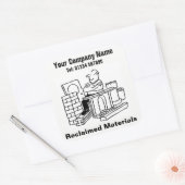 Cartoon van hergebruikte materialen vierkante sticker (Envelop)