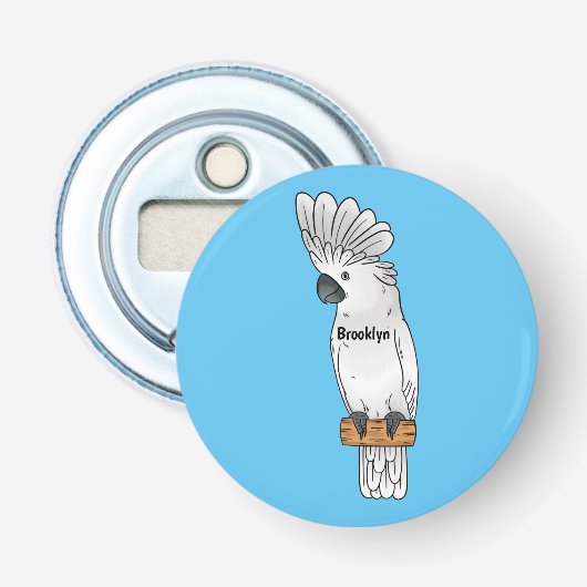 Cartoon van herkoekoekvogel button flesopener (Voorkant)