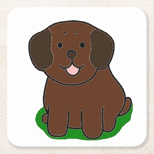 Cartoon van het chocoladelaboratorium LR kawaii Kartonnen Onderzetters (Voorkant)