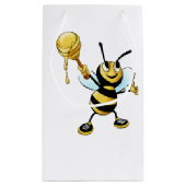 Cartoon van het glimlachen Honingbijen met dipper Klein Cadeauzakje (Achterkant)