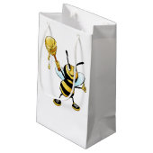 Cartoon van het glimlachen Honingbijen met dipper Klein Cadeauzakje (Achterkant Gekanteld)