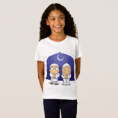 Cartoon van het moslimMan Vrouw Greeting Ramadan T-shirt (Voorkant volledig)
