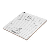 Cartoon van het teken Tekenen op gelijnd papier Tegeltje (Zijkant)