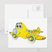Cartoon van het vliegtuig briefkaart (Voorkant / Achterkant)