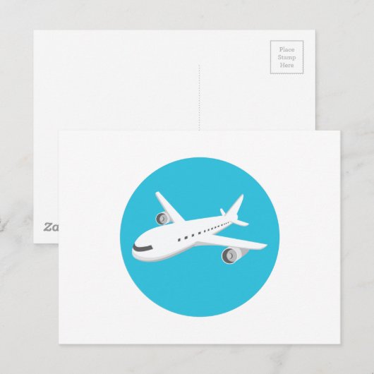 Cartoon van het vliegtuig briefkaart (Voorkant / Achterkant)