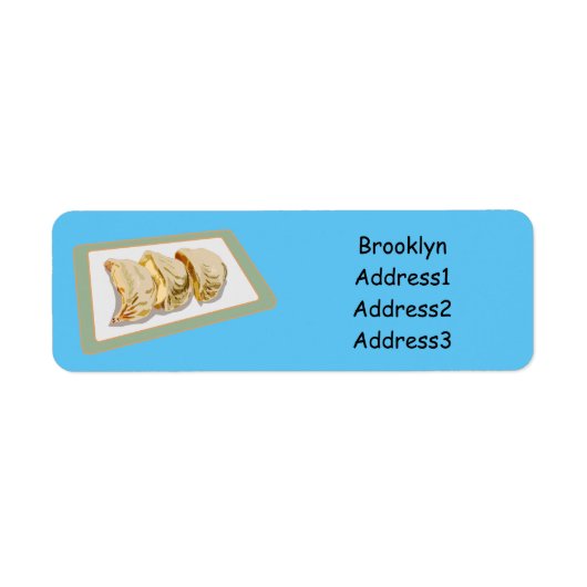 Cartoon van Jiaozi/Chinese dumplings Etiket (Voorkant)