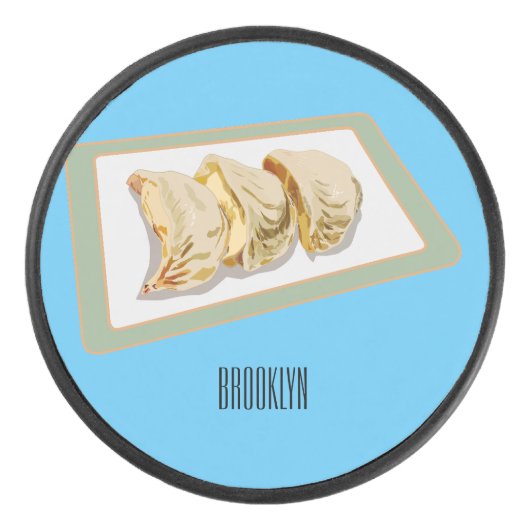 Cartoon van Jiaozi/Chinese dumplings Hockey Puck (Voorkant)