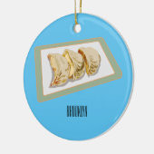 Cartoon van Jiaozi/Chinese dumplings Keramisch Ornament (Links)