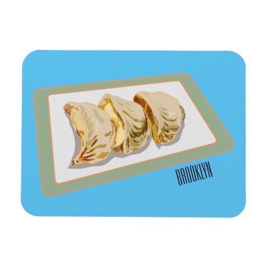 Cartoon van Jiaozi/Chinese dumplings Magneet (Horizontaal)